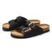 RUIZUSTOCK Men Fashion Khaki Slide Sandals Double Buckle Cork Footbed Flat Slippers_vogvips.com