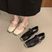 French Metal Square Head Shallow Mouth Single Shoes Women's Retro Word With Mary Jane Soft-soled Small Leather Shoes_vogvips.com