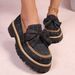 European And American Cross-border Women's Loafers, Size, New Style With Bow, Thick-soled Platform, British Style,_vogvips.com