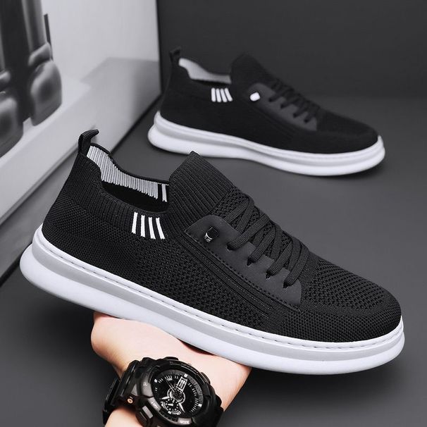 Slip-On Men's Shoes Breathable Mesh Shoes Men's Sports Shoes Korean Version Trendy Versatile Non-Slip Knitted Casual Sne_vogvips.com