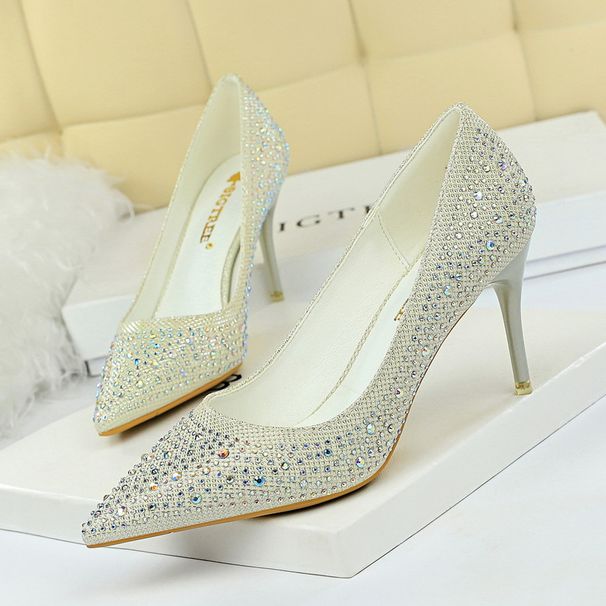 Elegant Women's High Heels Pointed Toe Stiletto Rhinestone Wedding Party Shoes - Sizes 34-43 Sexy Banquet Rhinestone Single Shoes_vogvips.com