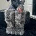 Casual Shoes Women's Winter Warm Faux Fox Fur High Fluffy Plush Lined Long Knee Boots For Lady_vogvips.com