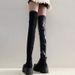 Over-the-Knee Long For Women 2024 Autumn Winter Suede High Boots Thick Sole Chunky Heel Petite Fleece-Lined Slimming_vogvips.com