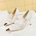 321-8 European And American Style Party Shallow Shoes With Metallic Square Toe, Mesh Women's Shoes, Thin Heel, Elegant_vogvips.com