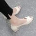 Soft Leather Sandals Women Wear Soft-soled Single Shoes Fish Mouth Hollow Middle Heel Shoes Thick Heel Women's Leather Shoes_vogvips.com
