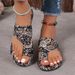 Women’s Shoes Large Size Ethnic Style Flat Toe Slippers For Women New Breathable Printed Roman Style Slippers_vogvips.com