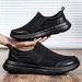 Euro Step Casual For Men Summer Hollow Out Cloth Slip-On Black Walking Soft Sole Lightweight Sports Running Shoes_vogvips.com