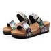 Women's Cork Wedge Sandals - Slip-On Platform Flip Flops With Non-Slip Sole For Beach, Pool & Casual Wear (Black Floral/White/Black)_vogvips.com