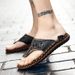 Genuine Leather Mens Summer Handmade Breathable Outdoor Beach Slipper High Quality Casual Leisure Slippers Flip-Flops_vogvips.com