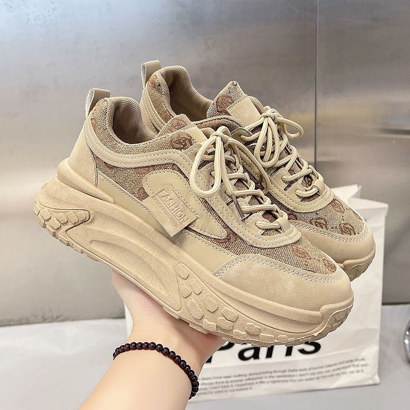 Women's Shoes New Spring Breathable Cloth All Match Student Sports Thick Bottom Heightening Running Shoes_vogvips.com