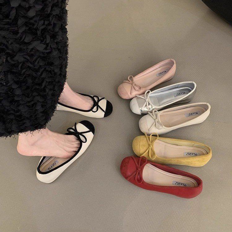 Flat Ballet For Women, Spring 2025 New Evening Style, Red With Skirt, Light Mouth Women's Singles Shoes_vogvips.com