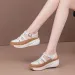 Womens White Beige Platform Gladiator Ankle Buckle Strap Closed Toe Wedge Sandals For Comfort Summer Casual Wear_vogvips.com