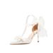 Women's Shoes Classic Style Elegant Pearl Bow High Heels For Women - Pointed Toe Wedding Shoes, Bridal Party Pumps In White_vogvips.com