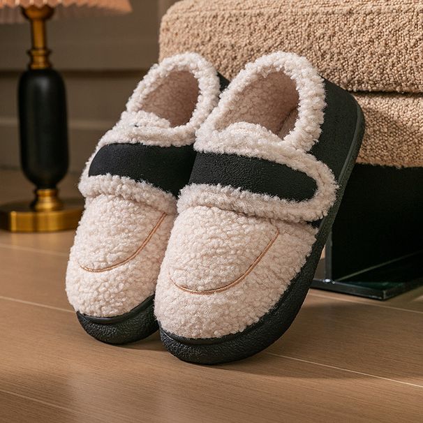 Women's Shoes Internet Celebrity Velcro Heel Cotton Slippers For Women Winter Outdoor Warm Non Slip Plush Confinement Shoes Retro Plush Cotton Shoes_vogvips.com