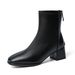 680133-1 Genuine Leather Slimming Women Martin Autumn Winter Back Zipper Fleece Thick High Heel Short Boots_vogvips.com