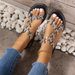 36-43 Size European And American New Butterfly Rhinestone Sandals Soft Sole Beach Flat Heel Slippers_vogvips.com