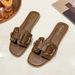 Women's Plus Size Slippers Summer Wear Metal Buckle Soft Sole One Strap Square Toe Sandals_vogvips.com