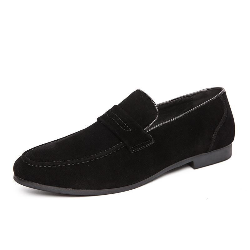 Men's Small Leather Shoes Casual Daily Loafers Simple Suede Slip-on Fashion Shoes_vogvips.com