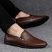 Men's Shoes Pattern Leather Shoes Casual Shoes Single Shoes Lazy Hole Driving Loafers Men_vogvips.com