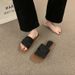 Unique Design Retro Square Toe Open Toe Flat Slippers For Women Summer Outdoor Fairy Style Beach Vacation Sandals_vogvips.com