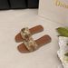 Women's Square Toe Flat Sandals plus Size Printed Peep Toe Open Toe Chain Buckle Casual Footwear_vogvips.com