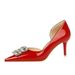 638-AK58 Korean Version Banquet Women's Shoes With Slim High Heels, Shallow Mouth, Pointed Toe, Patent Leather, Side_vogvips.com