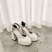 Small 12cm Chunky Heel Platform Mary Jane Wedding Shoes_vogvips.com