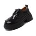 2026 Summer Leather Loafers For Women – Round Toe Low-Heel Lace-Up Platform Shoes With Breathable Textile Insole And Durable Rubber Sole_vogvips.com