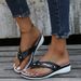 New Plus Size Shoes, Spring Summer Heel Slippers, Women's Beach Sandals, Metal Buckle Wedge Heel, Fashionable And Casual_vogvips.com