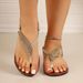 New Arrival Summer Women's Rhinestone Feather Thong Sandals, Flat Flip Flops, Non-slip Soft Sole Roman Shoes, Bohemian_vogvips.com