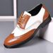 Euro Step Autumn New Brogue For Men, Carved Color Block, Large Size, Youth Versatile, Business Formal Men's Leather Shoes Trend_vogvips.com