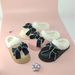 Women's Cotton Cute Bowknot Home Indoor Non-Slip Black Warm Slippers Autumn Winter_vogvips.com