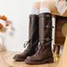 Miu's Catwalk British Martin Boots For Women's New Models, Old Retro Knight Boots, Belt Buckle Boots For Women_vogvips.com