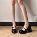 Make Your Legs Look Longer! French Mary Jane Shoes Soft 2023 New Square Toe One-Strap Patent Leather Chunky Heel High_vogvips.com