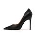 Black Soft Leather High Heels For Women, Stiletto Sexy Pointed Toe, 2023 Spring And Autumn New French Style Elegant_vogvips.com