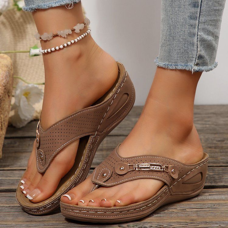 Large Size Casual Beach Wedge Flip Flops Women's Sandals_vogvips.com