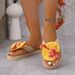 Women's Shoes Women's Linen Woven Wedge Heel Two Color Flower Flip Flops Summer All Match Outdoor Beach High Heeled Sandals_vogvips.com