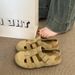 Mori Baotou Sandals For Women Wear Hollowed-out Half-slippers Woven Soft Flat-soled Pig Cage Shoes_vogvips.com