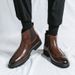 Men's Stylish Chelsea Boots - Pointed Toe Ankle Boots With Elastic Side Gussets, PU Leather Upper & Rubber Sole, Roman-Inspired Design For Winter_vogvips.com
