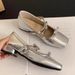 Silver Single Shoe Women's Autumn 2025 New Bow French Evening Style Temperament Fairy Matching Skirt Thick Heel Mary_vogvips.com