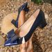 Slip-on chunky heels New comfortable pointy bow plus size women's high heels_vogvips.com