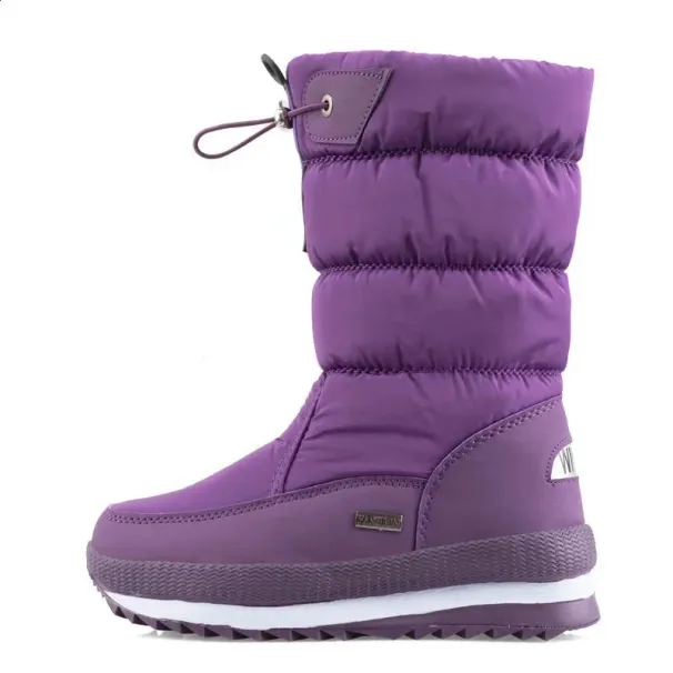 Woman Chunky Womens Shoes For Snow Boots Half High Moon Platform Mid Calf Round Toe Big Red Waterproof With Chic Point_vogvips.com