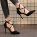 Sexy Pointed Toe High Heels 2025 Spring New Fashion Cross Strap Single Suede Stiletto Shallow Mouth Women's Shoes_vogvips.com