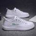Summer New Breathable White Men's Trend Versatile Black Leather Sports Casual Board Shoes Men_vogvips.com