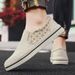 Canvas with one foot for men, spring flat bottomed anti slip white, summer breathable, lazy fisherman, sports and_vogvips.com