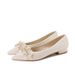 French Niche Bridesmaid Can Be Worn Daily In Spring Style Pearl Crystal Pointed Thick Heeled Sheepskin Flat Shoes_vogvips.com