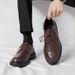Euro Step 2025 New Brogue Breathable Trendy Casual Thick Sole British Business Formal Men's Leather Shoes_vogvips.com