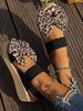 Women's Wedge Thick Sole Sandals Sexy Leopard Print Bow Daily Commuting Beach Party Leisure Fashion Versatile Sandals_vogvips.com