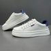 M's Leather Punched Trdy Versatile White With Lace Up, Summer Breathable Casual Shoes, Thick Soled Board Shoes For_vogvips.com