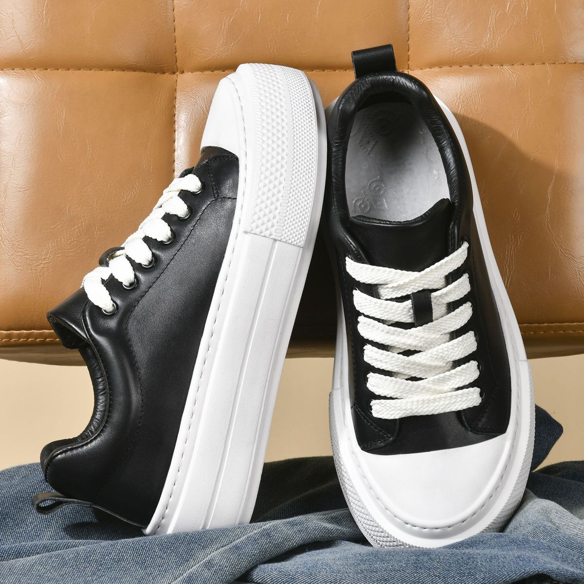 Top-layer Cowhide Non-slip Chef Casual Thick-soled Waterproof Shoes, Summer Hollow-out Versatile Sneakers,_vogvips.com